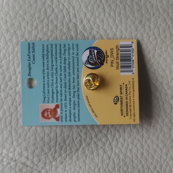 'Wolf Strength' Pin Indigenous Design by Douglas LaFortune, Coast Salish - Picture 2 of 4